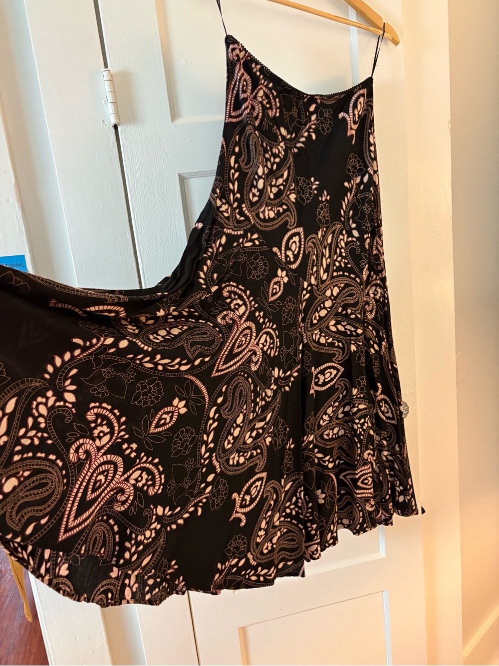 Vintage Black and Pink Paisley A-Line Skirt